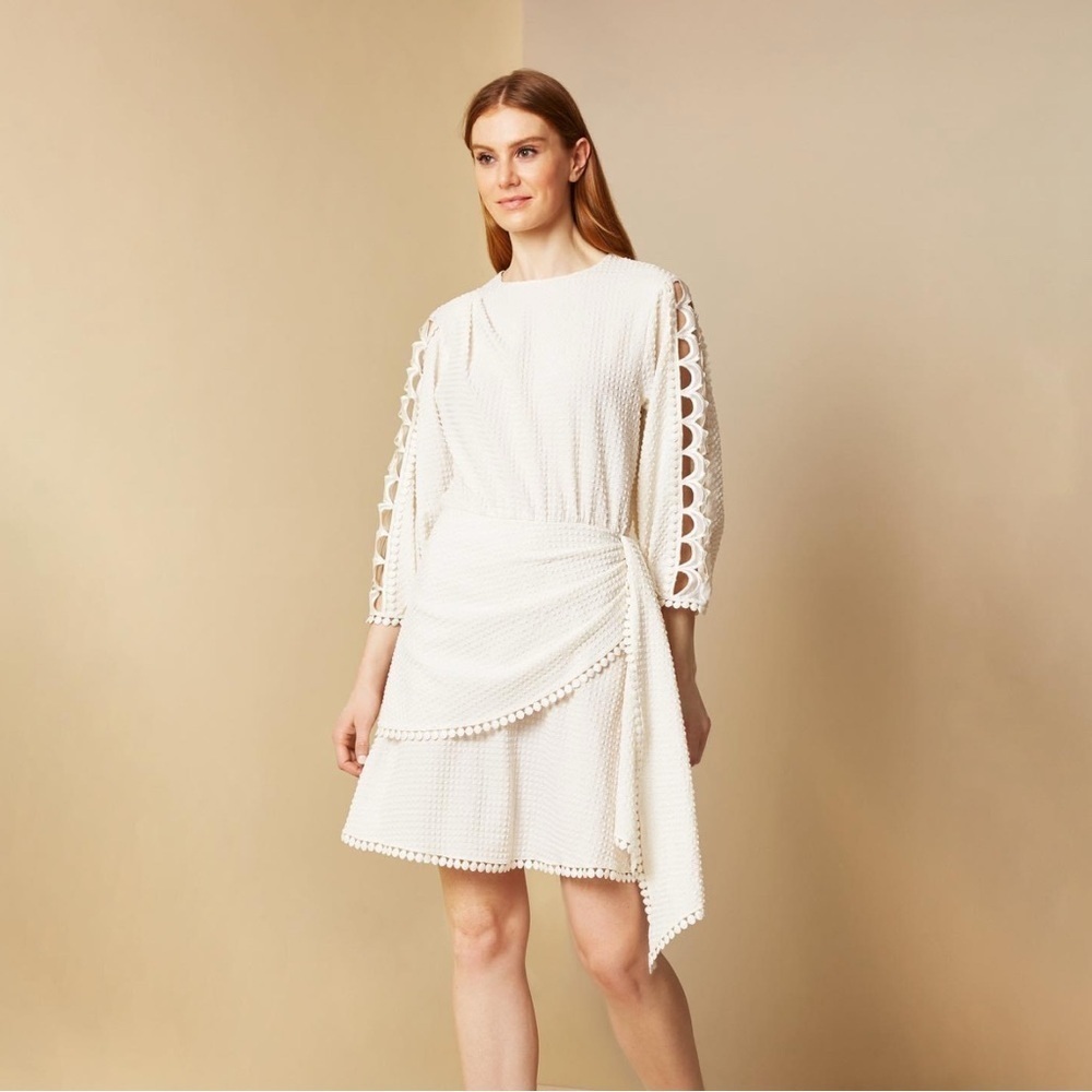 Sachin + Babi Gemma Midi Seersucker Dress Sz 6 Antique White - Picture 1 of 15